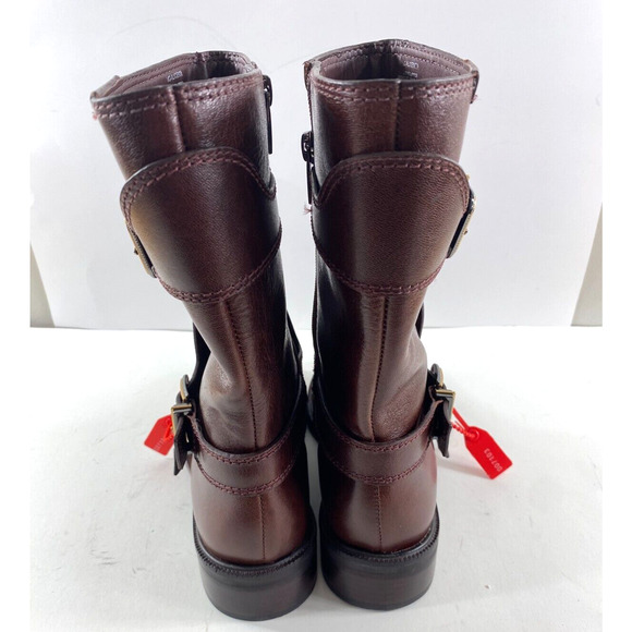 Vince Camuto Brown Leather Moto Style Buckle Boots Size 8.5 NWOB - Picture 5 of 11